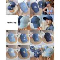ราคา แท้ MLB Monogram/ Checker Board Denim Jeans Cap NY/ B หมวกแก๊ปยีนส์ สีกรม สีดำ สียีนส์อ่อน (9611322918)