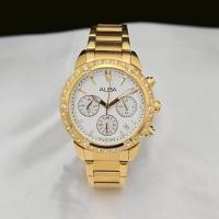 ราคา ALBA นาฬิกาผู้หญิง รุ่น AT3752X1 สแตนเลสสีทอง โครโนกราฟ คริสตัลSWAROVSKI (41614482340)
