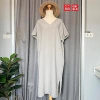 ราคา Uniqlo เดรสมินิมอล ผสมผ้าลินิน มือสอง แบรนด์ญี่ปุ่นแท้% Size M (อก 46“) สีเทา มีกป.ข้าง ❌มีตำหนิ L18 (25521669289)