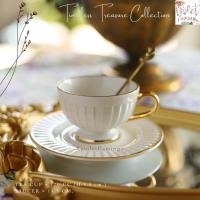 ราคา Violet Flamingo แก้วกาแฟพร้อมจานรอง รุ่น Timeless Treasure เกรดส่งออกยุโรป แก้วชา แก้วกาแฟสีขาวงาช้างขอบทอง (22236908530)
