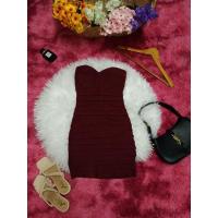 ราคา มือ2Dress เดรสสีแดงไวน์ เดรสเกาะอกPr. (19510774807)