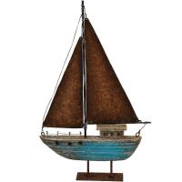 ราคา ไม้ชนบทเรือใบตกแต่งโต๊ะ Nautical Decor, เรือไม้ Nautical ตกแต่ง Beach Themed ตกแต่ง Coastal Decor เรือใบตกแต่งสําหรับบ้านเมดิเตอร์เรเนียนตกแต่ง (สีฟ้า (48957767710)