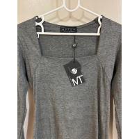 ราคา เสื้อยืดคอเหลี่ยม สีเทา งานป้ายห้อย (22360735312)