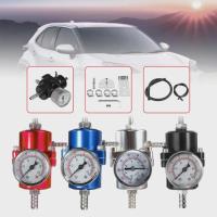 ราคา 1pc 0-140PSI Universal Car Fuel Pressure Regulator with Gauge Adjustable Oil Pressure Regulator Bla (56704633328)