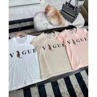 ราคา เสื้อยืดผสมลินินคอกลมสกรีนลายvogue (22076424175)