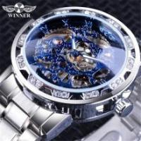 ราคา Winner Winner นาฬิกาผู้ชายแฟชั่นสบายๆ Hollow Rhinestone Manual Mechanical นาฬิกาผู้ชายอินเทรนด์ (55054461848)