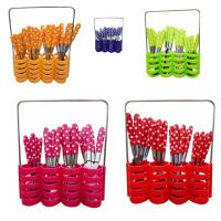 ราคา ชุดช้อนลายจุด 24 ชิ้นที่ขายดีที่สุด - สแตนเลส - สี (47905739578)