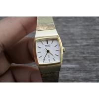 ราคา นาฬิกา Vintage มือสองญี่ปุ่น Seiko ชุบทอง 4301 3000 White Dial ผู้หญิง ระบบ Quartz ทรง4เหลี่ยม 20มม ของแท้ (27508137123)