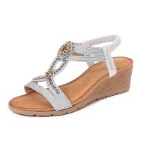 ราคา รองเท้าใส่สบาย Bohemian Fashion Rhinestone Sandals Thick-Soled Wedge รองเท้าผู้หญิง (46859237305)