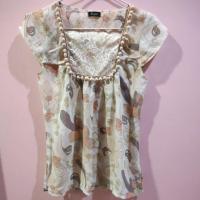 ราคา เสื้อชีฟอง สีโอรส ผ้านิ่ม แขนสั้น ลายดอกไม้ (8214960330)