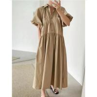 ราคา ชุดคลุมท้องเดรสยาวคอปกกระดุมหน้า เดรสปกเชิ้ตกระดุมหน้า (57751160186)