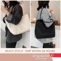 ราคา [SG SELLER] 2 สี - Korea Simple Women Everyday Shoulder PU Canvas Sling Bag (43165299395)