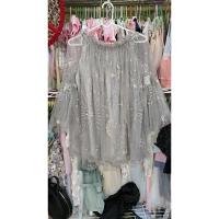ราคา เสื้อลูกไม้ปาดไหล่ผ้ามุ้งแต่งวิ้งสีเทาทอง (26921595923)
