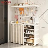 ราคา DIY ชั้นวางรองเท้า ชั้นรองเท้า ชั้นวางรองเท้ากันฝุ่น โครงเหล็กคาร์บอน แผ่นเจาะรูระบายอากาศ ดำ/ขาว (45409568365)