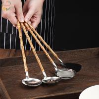 ราคา PEWANY ไม้ไผ่จับกระชอน, Anti-scald ช้อนก๋วยเตี๋ยวสไตล์ญี่ปุ่น, ทนทานด้ามยาว 304 สแตนเลสเสิร์ฟกระชอน เกี๊ยว (52959591299)