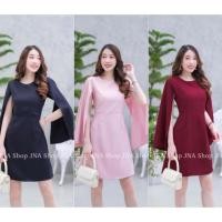 ราคา เดรสแฟชั่นผู้หญิง พร้อมส่ง เดรสใส่ทำงาน ใส่ออกงาน ทรงหรู ผ่าแขน สีชมพู สีกรม สีแดง (25934822673)