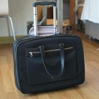 ราคา [แท้] กระเป๋าลาก Samsonite rolling tote 15.6 สีดำมือสอง (23163293534)