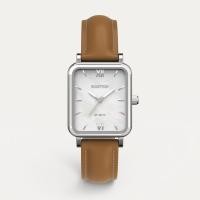 ราคา Rumtton HARBOR Mens Watch White Mother of Pearl Dial Camel Leather Strap Silver (27576101266)