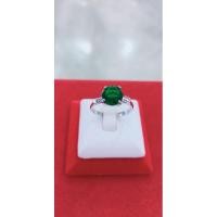 ราคา แหวนเงินแท้พลอยกลมสีเขียวมรกตเงินแท้ 92.5% ชุบทองคำขาว (22243833362)