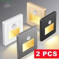 ราคา NOURISHBOW 2 ชิ้นโคมไฟติดผนัง Led ฝังบันไดโคมไฟติดผนัง PIR Motion Sensor, ตกแต่งทางเดินแสง Night Light Step โคมไฟบันไดขั้นตอนโคมไฟติดผนังในร่ม (43079581031)