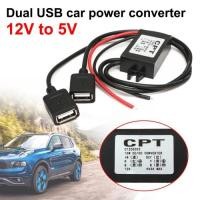 ราคา 12V to 5V 3A 15W Buck Converter Step Down Power Supply Module Dual Female USB Output Adapter for Ca (47805431261)