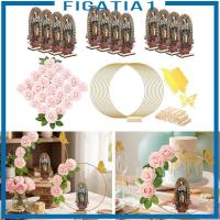 ราคา [figatia1] 12 ชิ้นโลหะดอกไม้ Hoop Centerpiece พร้อมขาตั้งพวงหรีด Macrame แหวนทอง (48508241168)