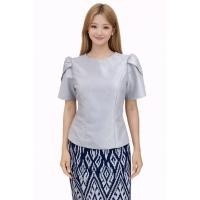 ราคา เสื้อผู้ใหญ่ แถมผ้าถุงเข้าชุด เสื้อผ้าไหมแต่งลูกไม้ Size 36, 38, 40 ,42 ,44 46 งานบวช ชุดไทยประยุกต์ ผ้าไหมไทย Thai (56107601066)