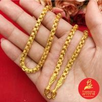ราคา สร้อยคอลายผ่าหวายเหลี่ยมคู่ พ่นทรายตัดลายหัวจรวด ความยาว 24 นิ้ว เทียบเท่า 3 บาท ชุบทอง ทองสีเหมือนจริง งานสวย พร้อมส่ง (24594241205)