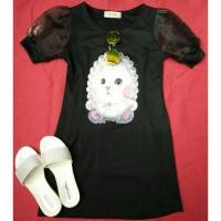 ราคา เดรสแขนผ้าแก้วสีดำมือ2 (37762443)
