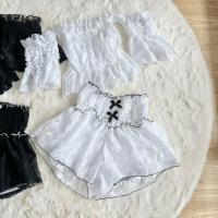 ราคา เซ็ทเสื้อลูกไม้เกาะอกต่อแขน+กางเกงสม็อค ใส่เที่ยวทะเล (41970899212)