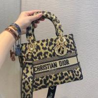 ราคา Dior/Dior Early Autumn New LADY Medium Leopard Print Crossbody Dior Bag Female 24CM (57358935445)