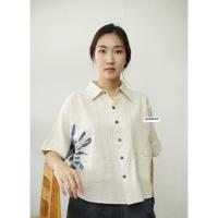 ราคา เสื้อเชิร์ตผ้าฝ้ายย้อมคราม แขนเลย ชายโค้ง (11859211128)