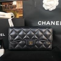ราคา USED : Chanel Tri-fold Long Wallet Black Caviar GHW Hologram 22xxxxxx (3615925613)