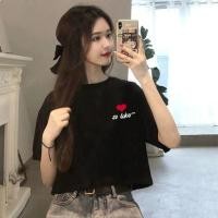 ราคา ขายร้อนในสต็อก Hyuna สไตล์สั้นแขนสั้นเสื้อยืดหญิง ins อินเทรนด์นักเรียนเกาหลีหลวม Navel-Exposed เอวสูงด้านบนหญิงฤดูร้อนสาวเสื้อยืด (57458805368)