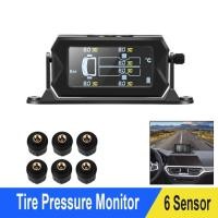 ราคา Truck Car Tire Pressure Monitoring System TPMS Solar Charge with 6 External Sensor LCD Display Tyre (45556350335)