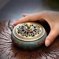 ราคา Pan Incense Burner Painted Copper Stove Flat-bottomed Incense Burner Household Indoor Aromatherapy Supplies Office Yoga (27660910286)