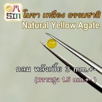 ราคา A366 3 mm.+- พลอย โมรา 1 เม็ด สีเหลือง ไข่ หลังเบี้ย หินโมรา อาเกต ก้นแบน Natural Yellow Agate Chalcedony (26357013293)