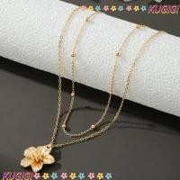 ราคา KUGIGI โซ่คอไหปลาร้า, สร้อยคอพร้อมจี้ดอกไม้ดอกไม้ย่นสไตล์ Dopamine, ผู้หญิงโชคเกอร์ย่นสีทอง (42555498639)