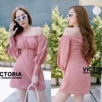 ราคา ✨✨Dress เดรสไหล่เดียวทรงปาดไหล่ แขนยาวทรงแขนพอง11919 (11295480594)