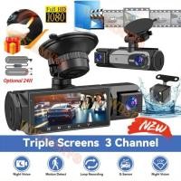 ราคา 3.16 Dashcam Auto for Car 3 Channel DVR Car HD 1080P Video Recorder Black Box Rear View Camera Car (57704524815)