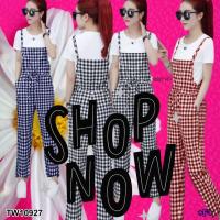 ราคา CC 10927 ชุดเซท เสื้อยืด + เอี๊ยมจั้มสูทลายสก็อตขายาว ใส่เที่ยว ใส่เดินห้าง (ฟรีไซส์ M อก 32-36 เอว26-32 สพ36-40 ยาว56) (21681110512)