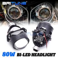 ราคา 80W LED Mini โปรเจคเตอร์ไฟหน้า H4 H7 H11 9005 9006 LED ไฟหน้าหลอดไฟ Hi/lo Angel Eye Halo แหวนไฟรถ Retrofit อุปกรณ์มอเตอร์ไซค์ (52358037535)