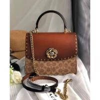 ราคา Coach Parker top handle in signature canvas with rivets (11889996771)