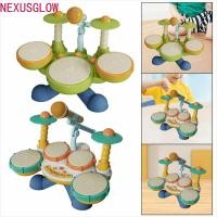 ราคา NEXUSGLOW กลองเด็กชุด, Light Up Wear Resistance Jazz Drum Set ของเล่น, มัลติฟังก์ชั่นปรับระดับเสียงพร้อมไมโครโฟนดนตรี Montessori ของเล่น Early Educational (51509480822)
