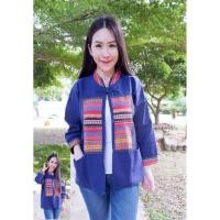 ราคา เสื้อคลุมผ้าฝ้ายคอจีนแต่งผ้าทอนากา 1 (5802236651)
