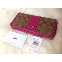ราคา กระเป๋าสตางค์ซิบรอบ ACCORDION ZIP WALLET IN SIGNATURE CANVAS COACH F54630 (1918093697)