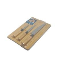 ราคา [สินค้าส่งด่วน] โมเมนโต ชุดมีดพร้อมเขียงไม้ 4 ชิ้น MOMENTO KNIFE WITH CUTTING BOARD 4 PCS. (57058874545)
