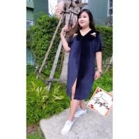 ราคา เดรสกำมะหยี่ คอวีปักลายสวยๆๆ เดรสคนอ้วน (149213455)