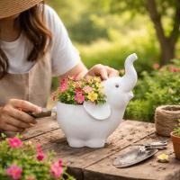 ราคา ZENITHG กระถางดอกไม้ฉ่ํา, รูปช้าง Minimalist เซรามิคกระถางดอกไม้, Creative Practical น่ารัก Handmade ช้างแจกัน Garden Art (55357878321)