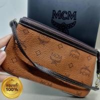 ราคา MCM เอ็มซีเอ็มกระเป๋าลูกของแท้ มีสายสะพายคล้องมือสวยสะอาดหนังสีน้ำตาล สายปรับได้ถอดได้ คล้องมือได้สะพายได้แล้วแต่ชอบ (20808431231)